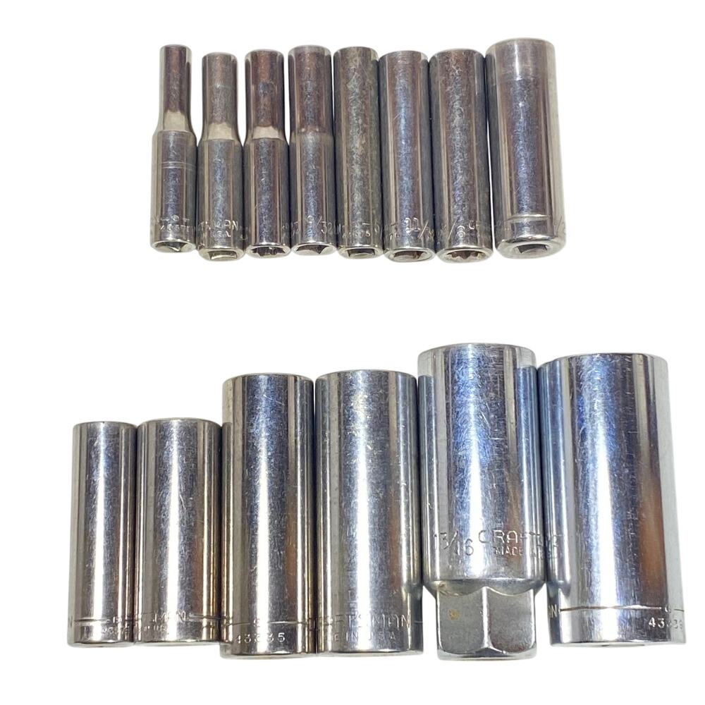 Craftsman 14 Pc Socket Set 1/4" 1/2" Drive 3/16-7/8” SAE 6 Pt Deep